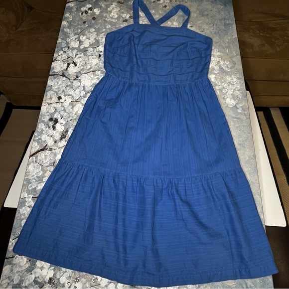 Able SAVITA APRON DRESS Blue Midi Dress Large - Picture 6 of 10